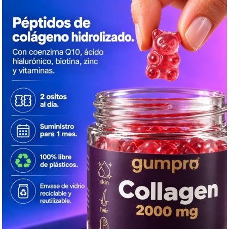 Colágeno en Gominolas 2000mg + Biotina y Vitamina C | Gumpro