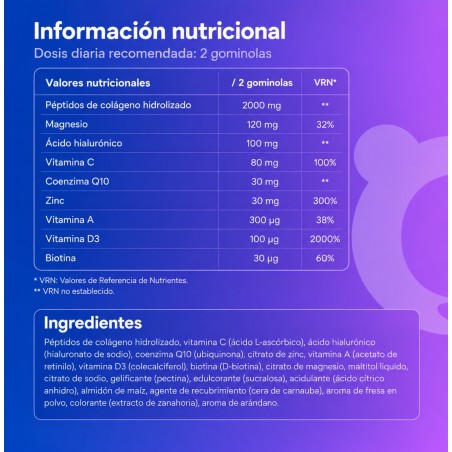 Colágeno en Gominolas 2000mg + Biotina y Vitamina C | Gumpro