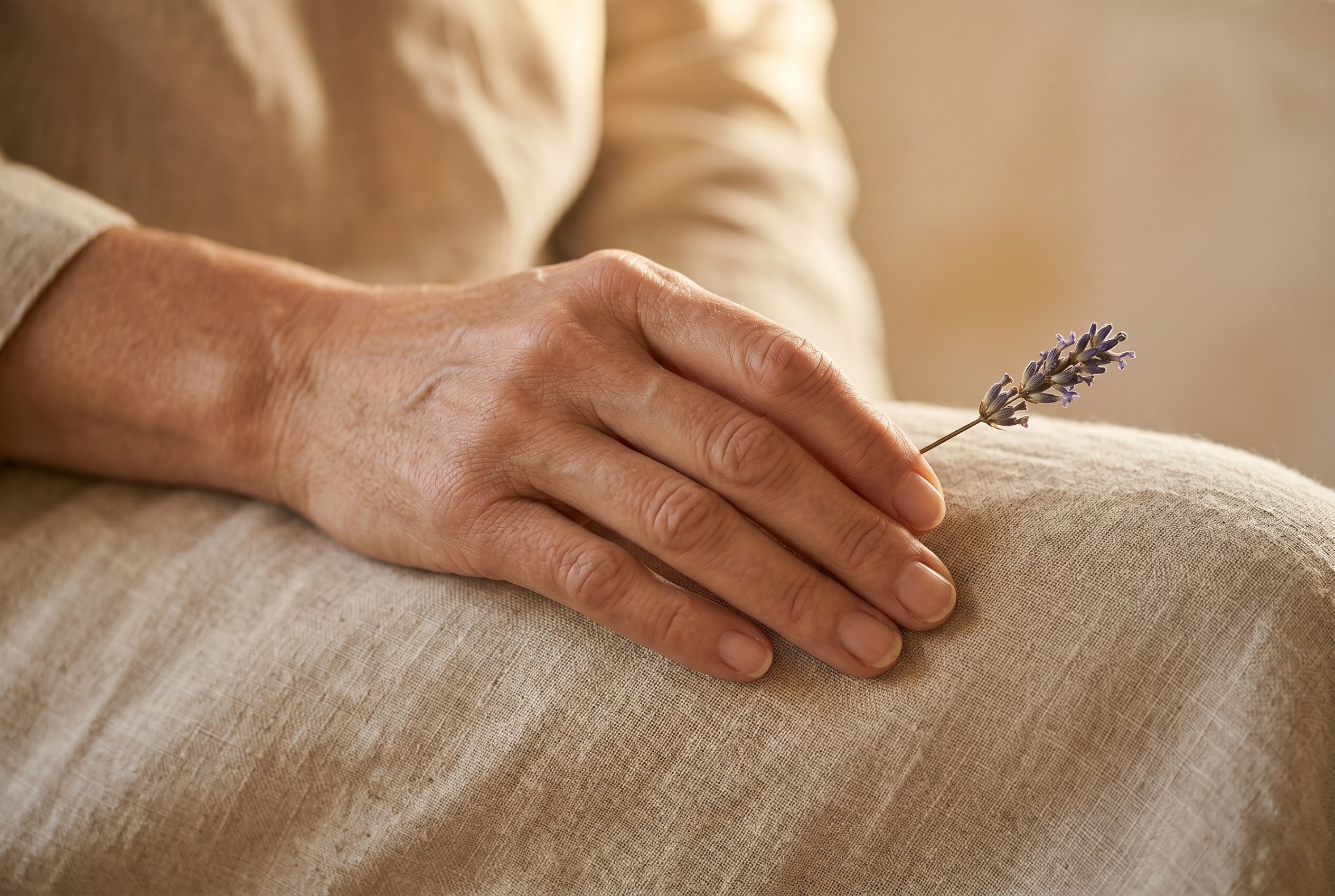 Piel madura natural mano de mujer 52 años con flor seca: cambios reales en colágeno y menopausia