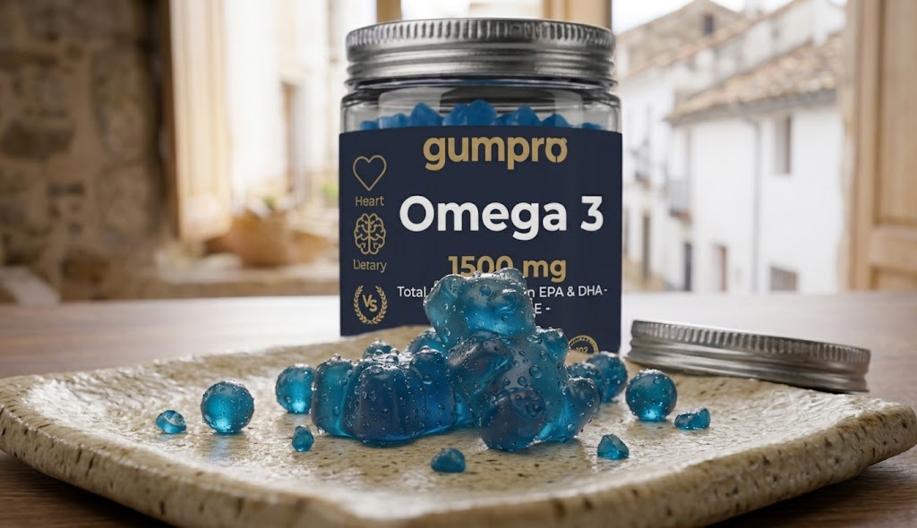 Gominola de omega 3 sin regusto a pescado tomada durante la comida, rutina diaria fácil